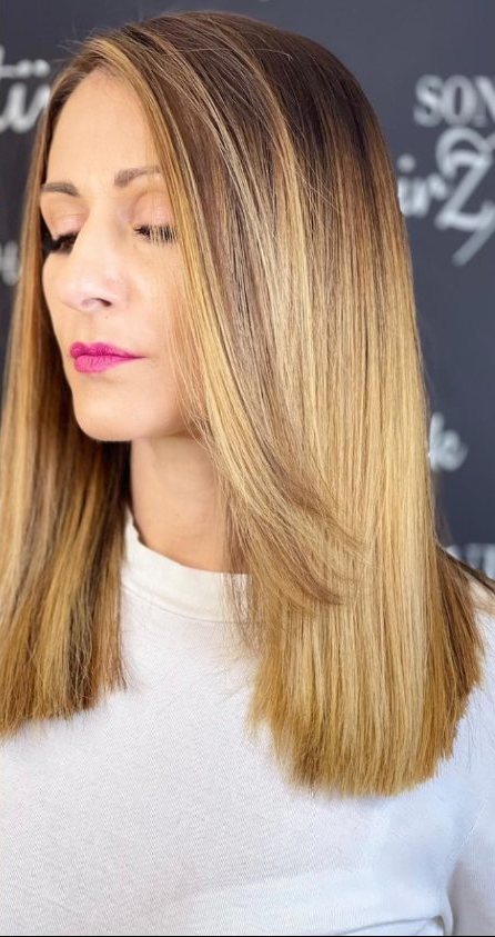 Balayage in Karamellblond